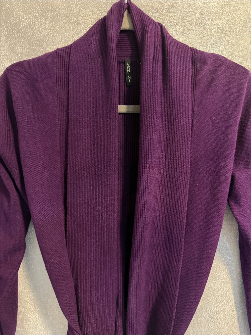 Bundle @desco1999 Venini Purple Women's Open Front Belted Cardigan Sweater - Picture 2 of 4